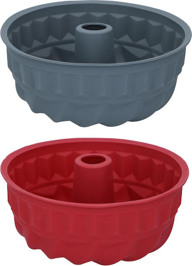 Formă din silicon pentru prăjituri Bundt roșu alb 24x24x10.5cm Alpina 2 bucăți Formă din silicon pentru prăjituri Bundt roșu alb 24x24x10.5cm Alpina 2 bucăți