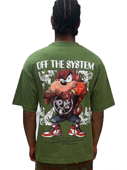 Oversize T-shirt Off System Green Ανδρικό Ov-6229-gn Oversize T-shirt Off System Green Ανδρικό Ov-6229-gn