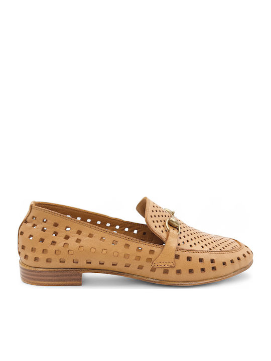 Mago Shoes Leder Damen Mokassins in Tabac Braun Farbe