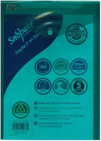 A4 Translucent Blue Button Folder 24x33 Snopake