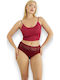 Βαμβακερά Hohe Taille Damen Slip MultiPack mit Spitze Burgundisch