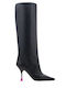 Leather High Heel Women's Boots Black