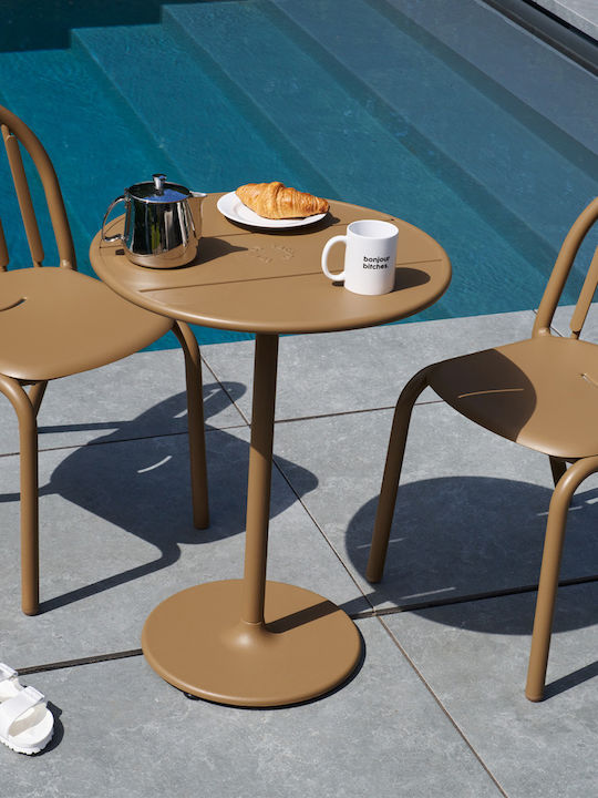 Outdoor Chair Aluminum Mochaccino 2pcs 52x56x80.5cm