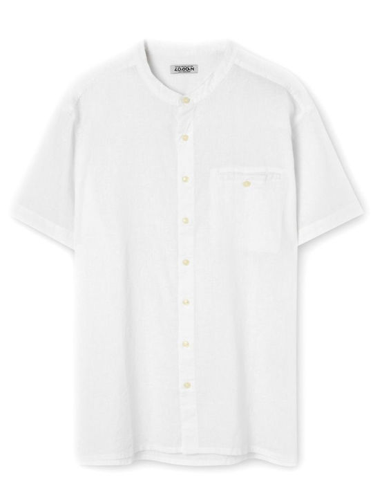 Langärmlig Leinen Hemd White