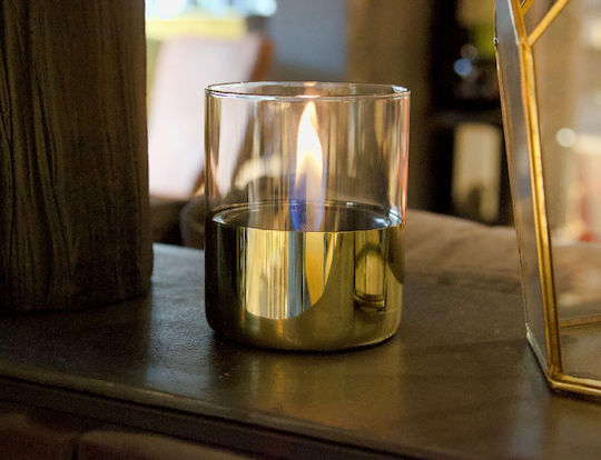 Tenderflame Desktop Bioethanol Fireplace Indoor Outdoor Gold 10x11.5cm
