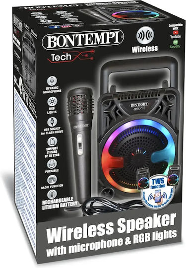 Bontempi Ηχείο Karaoke με Ενσύρματo Μικρόφωνο και Εφέ Φωτισμού 491000 Μαύρο