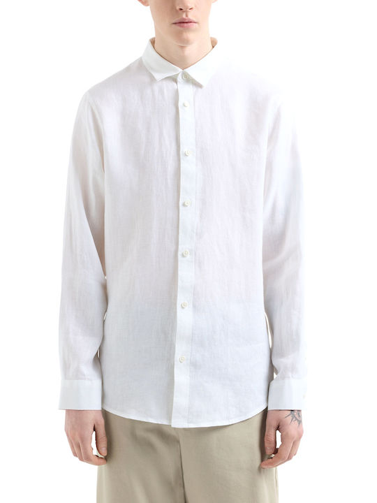 Long-sleeved Linen Shirt White