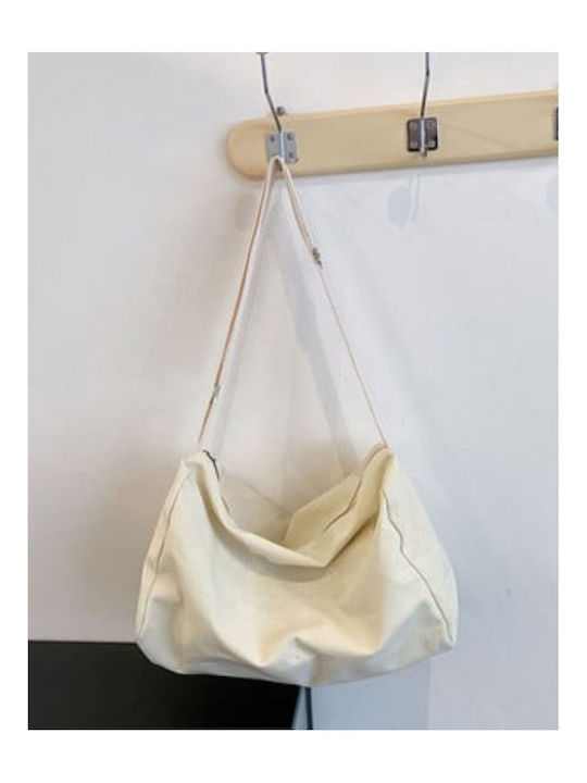 Υφασμάτινη Γυναικεία Τσάντα Ώμου Μπεζ