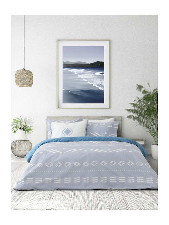 Nima Raiza Κουβερλί Μονό Βαμβακερό Γκρι, Μπλε 160x240cm
