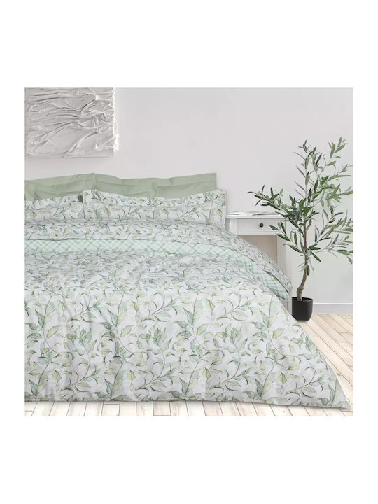 Das Home Coverlet Queen Size Cotton Green, White 220x240cm