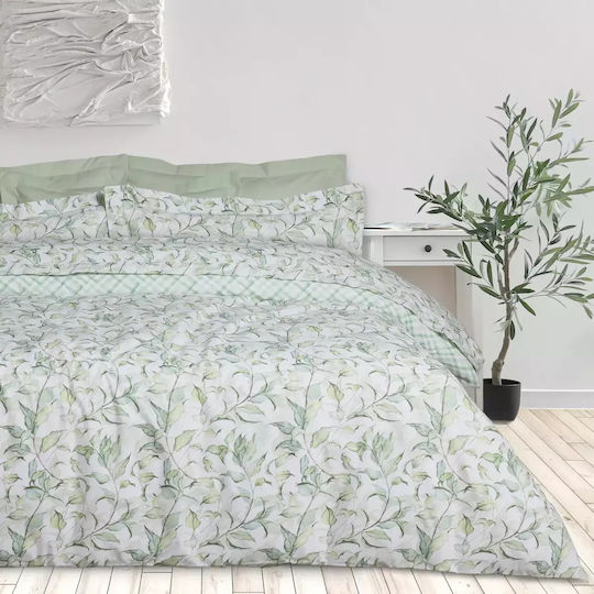 Das Home Покривало Кингсайз Памук Green, White 220x240см