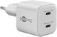 Goobay Φορτιστής Χωρίς Καλώδιο GaN με 2 Θύρες USB-C 35W Power Delivery Λευκός (75334)