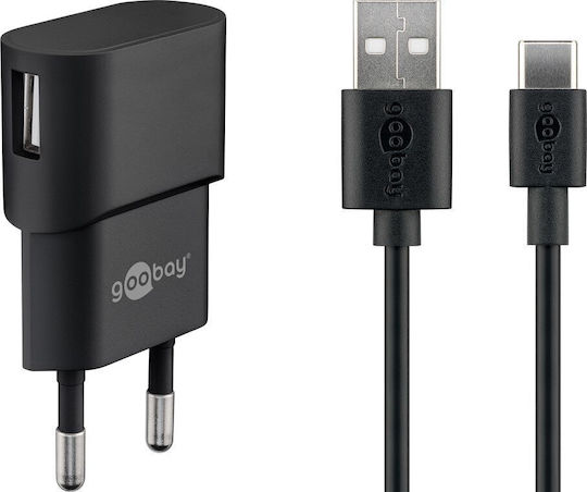 Goobay Charger with USB-A Port and Cable USB-C 5W Blacks (45298)