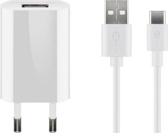 Goobay Φορτιστής με Θύρα USB-A και Καλώδιο USB-C 5W Λευκός (45300)