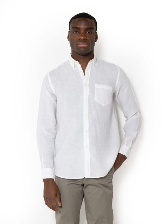 The Bostonians Long-sleeved Linen Shirt White