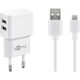 Goobay Φορτιστής με 2 Θύρες USB-A και Καλώδιο micro USB 12W Λευκός (44985)