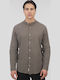 Long Sleeve Linen Shirt In Regular Fit Olive