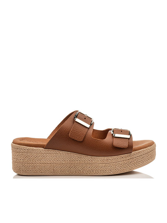 Eva Frutos Women's Leather Platform Shoes Brown