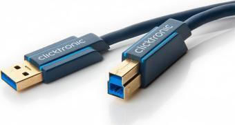 Clicktronic USB 3.0 Kabel USB-A-Stecker - USB-B-Stecker Blau 3m