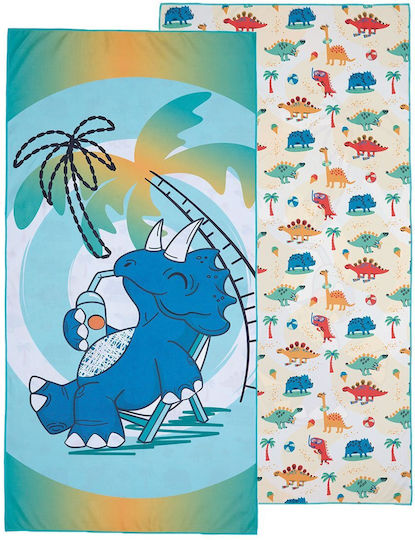 Kentia Float Kinder-Strandtuch Hellblau Dinosaurier 140x70cm