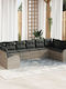 Corner Outdoor Sofa Rattan with Cushions 55x55x69cm