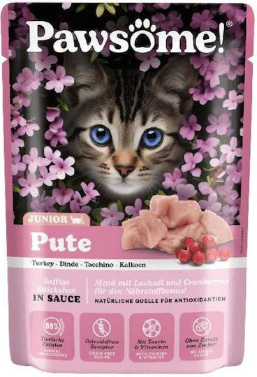 Pawsome Υγρή Τροφή για Ανήλικες Γάτες με Γαλοπούλα 85gr