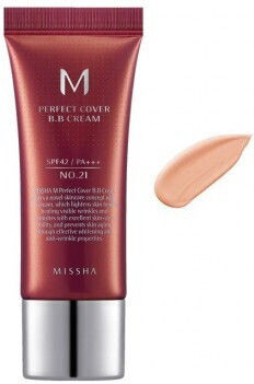 Missha M Perfect Cover BB Νο.21 24ωρη Κρέμα Προσώπου Ημέρας με SPF42 για Ενυδάτωση, Αντιγήρανση & Ατέλειες με Υαλουρονικό Οξύ & Κολλαγόνο 20ml