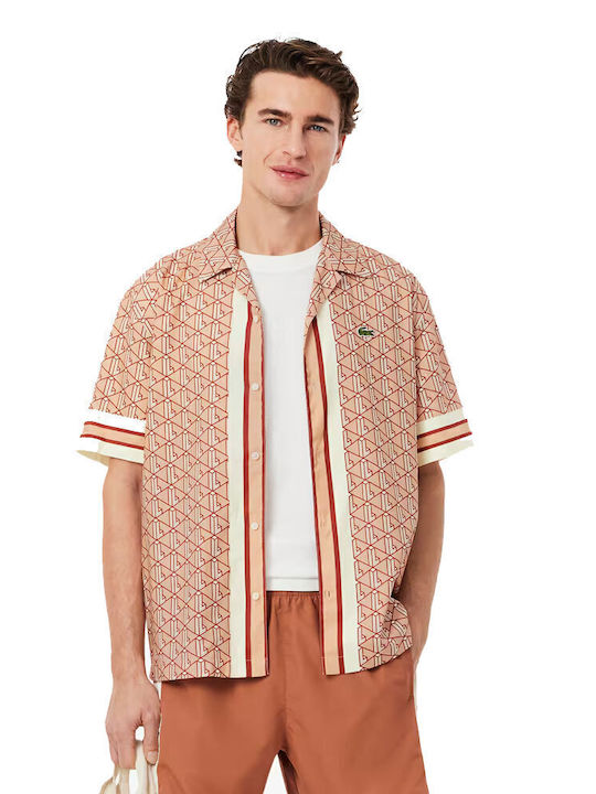 Short-sleeved Cotton Shirt Latte, Iberis, Crystal