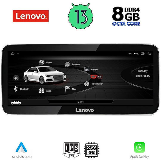 Lenovo Автомобилна Аудио Система (Блутут/USB/WiFi/GPS/Apple-Carplay/Android-Auto) с Тъчскрийн 12.3"