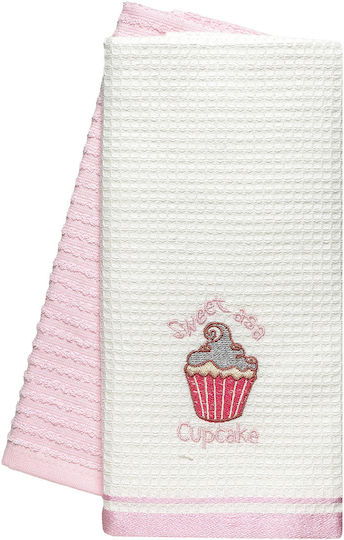 Beauty Home Tea Towel from 100% Cotton in Pink Color 40x60cm 2pcs