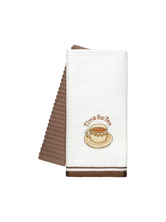 Beauty Home Ποτηρόπανο από 100% Βαμβάκι σε Καφέ Χρώμα 40x60cm 2τμχ