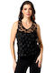 Women's Blouse Sleeveless Floral Black