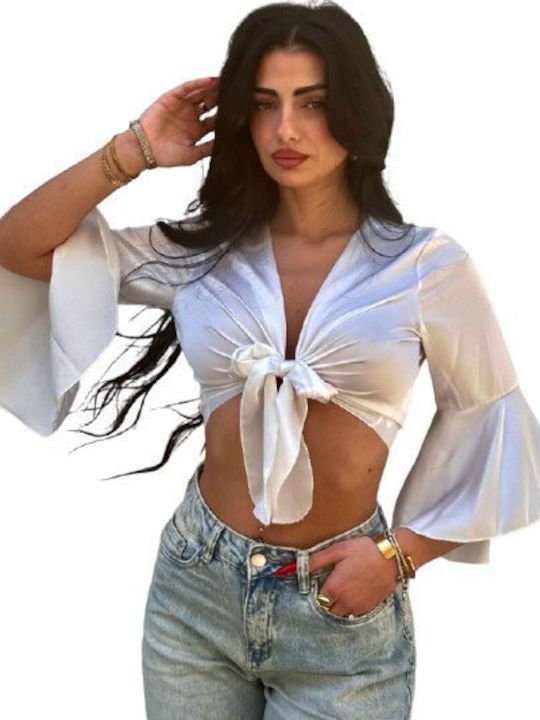 Chica Γυναικεία Μπλούζα Σατέν Λευκο