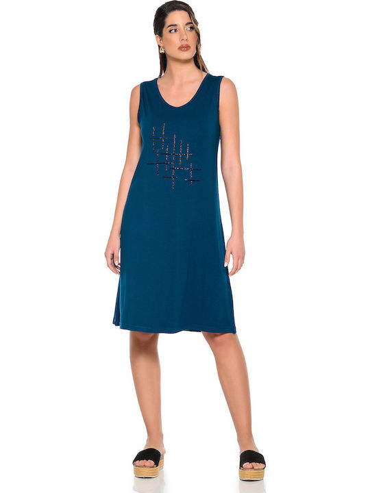 Clio Lingerie Summer Midi Slip Dress Petrol Blue