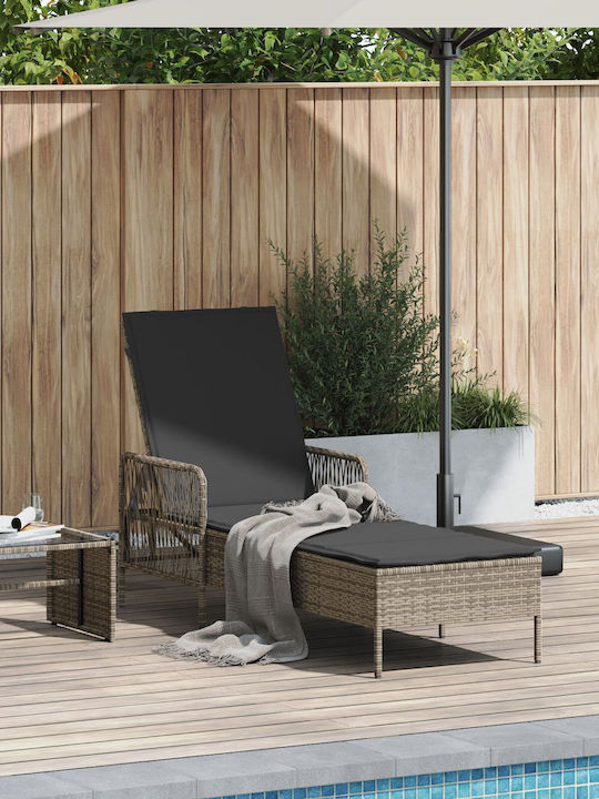 Ξαπλώστρα Rattan με Μαξιλάρι Γκρι 157x55x92εκ.