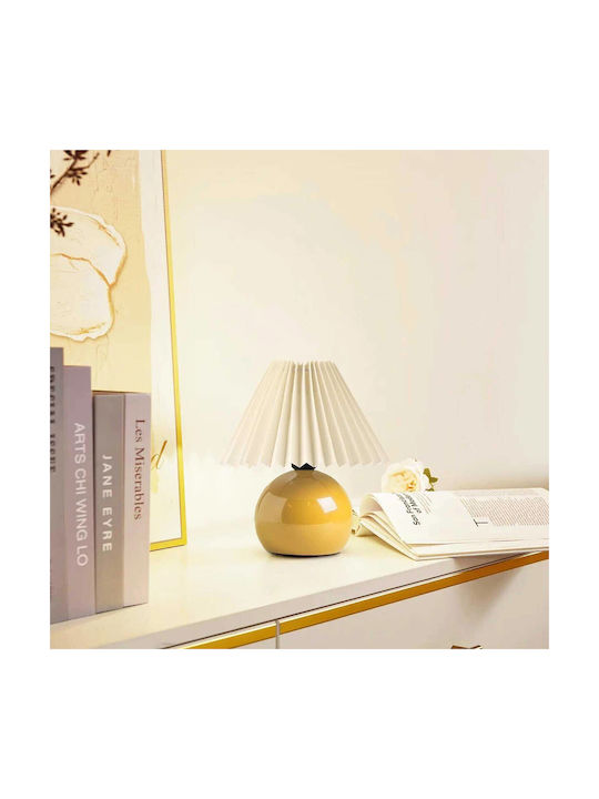 GloboStar Lisbon Metal Table Lamp for Socket E27 with White Shade and Yellow Base