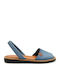 Leder Flache Sandalen für Damen in Hellblau Farbe