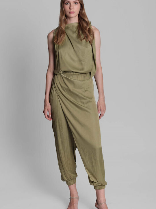 Collectiva Noir Pants Γυναικείο Υφασμάτινο Παντελόνι με Λάστιχο Khaki
