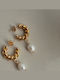 Enotia Earrings Hoops made of Steel Gold Plated with Pearls