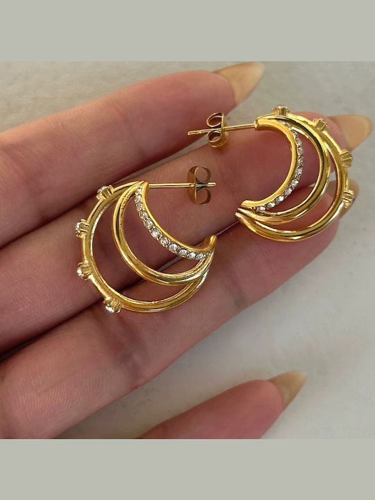 Enotia Earrings made of Steel Gold Plated with Stones