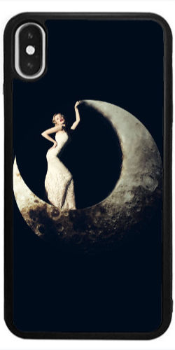 Apple iPhone Xs Frau im Mond Schwarze Glänzende Hülle