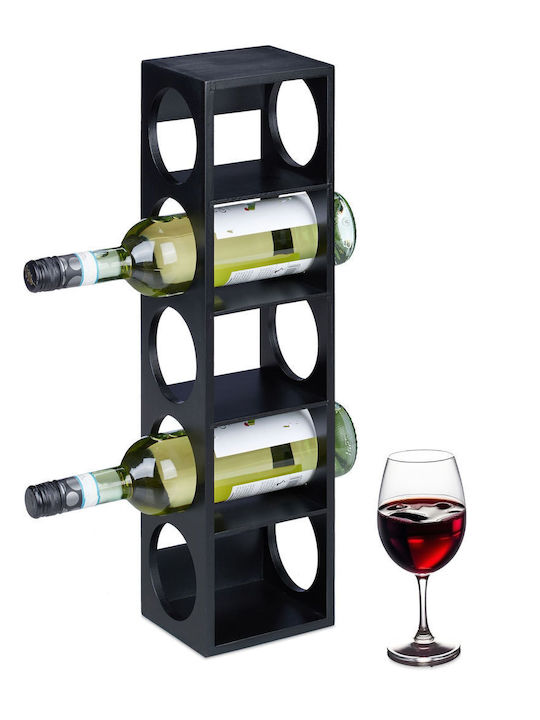 Suport pentru sticle de vin din bambus, 5 sticle, negru, 53 x 14 x 12 cm