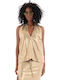 Women's Summer Blouse Linen Black, Gold