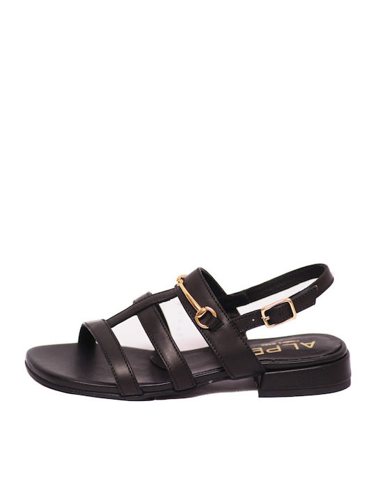 Alpe Leder Flache Sandalen für Damen in Schwarz...