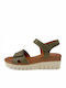 Women's Leather Platform Shoes Green