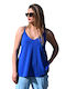 Plus Size Women's Blouse with Straps Electric Blue