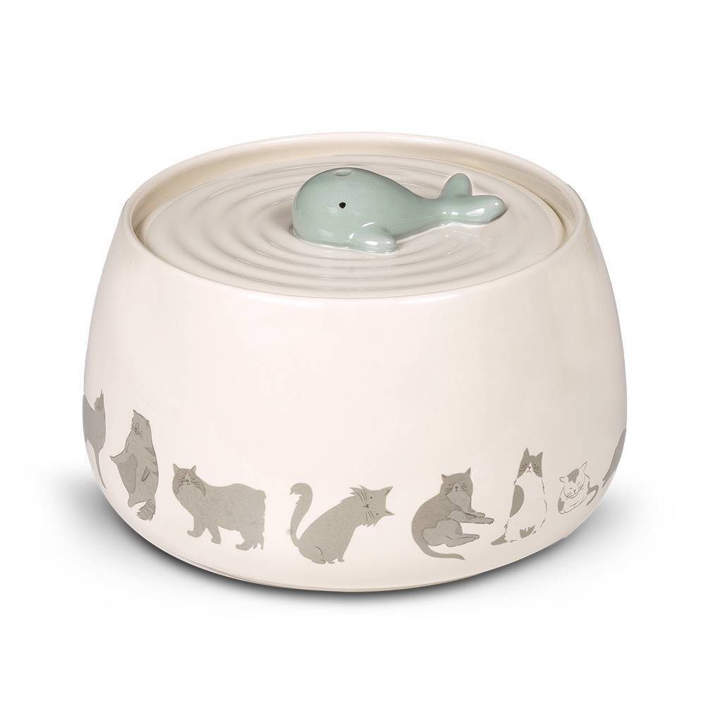 Glee Ceramic Waterer Fountain for Dog Cat in Gray Color