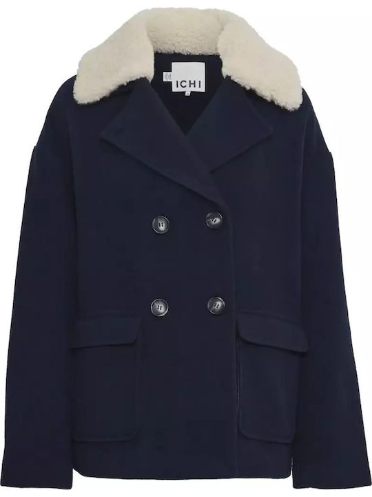 Wolle Damen Navy Blazer Mantel
