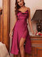 Merry See Summer Satin Women's Nightdress Burgundy