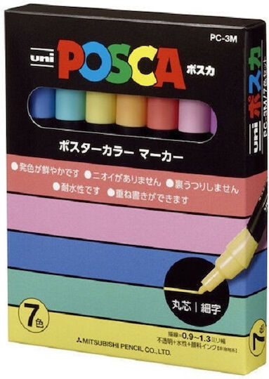 Set 7 Markere Posca Pc3m Vârf Fin Culori Pastelate